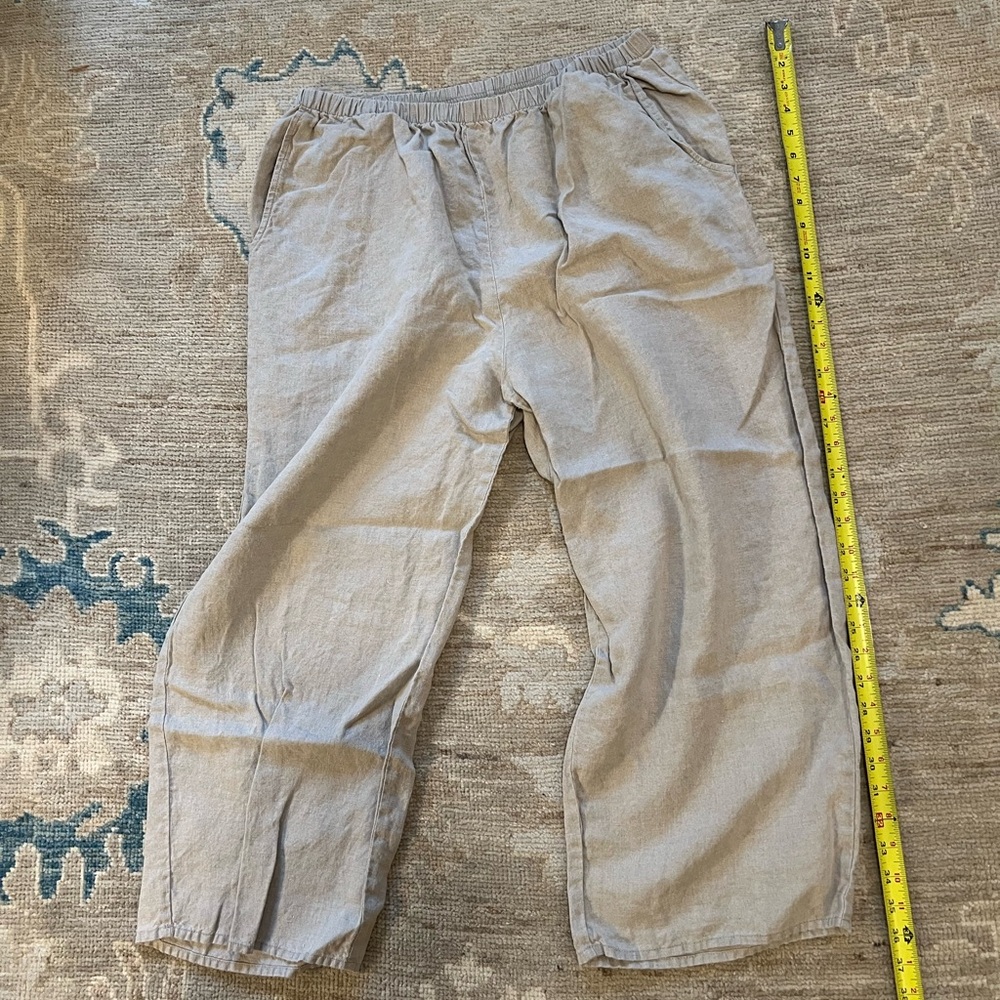 FLAX linen summer beach trousers with pockets.